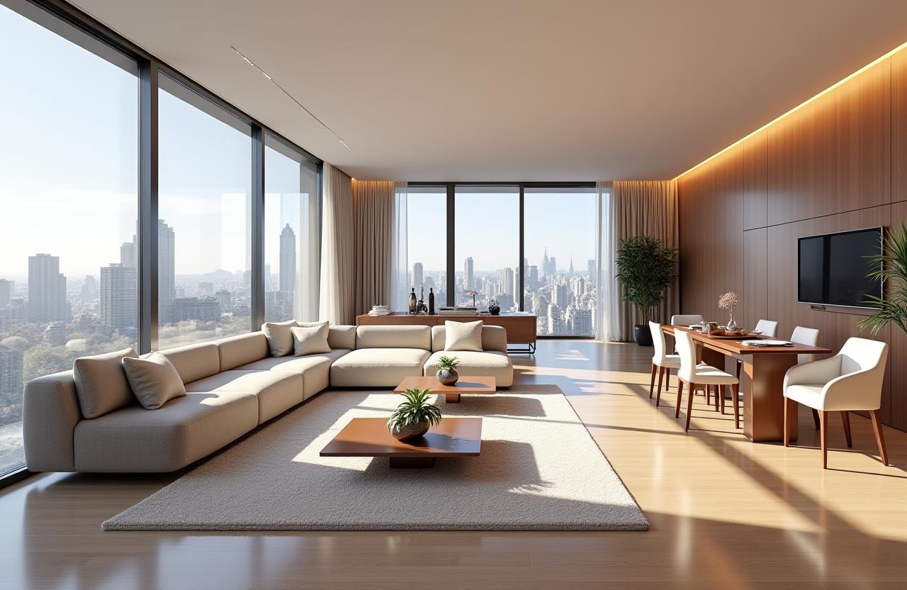 An interactive 360-degree view of a luxury apartment's interior, ready for a virtual tour.